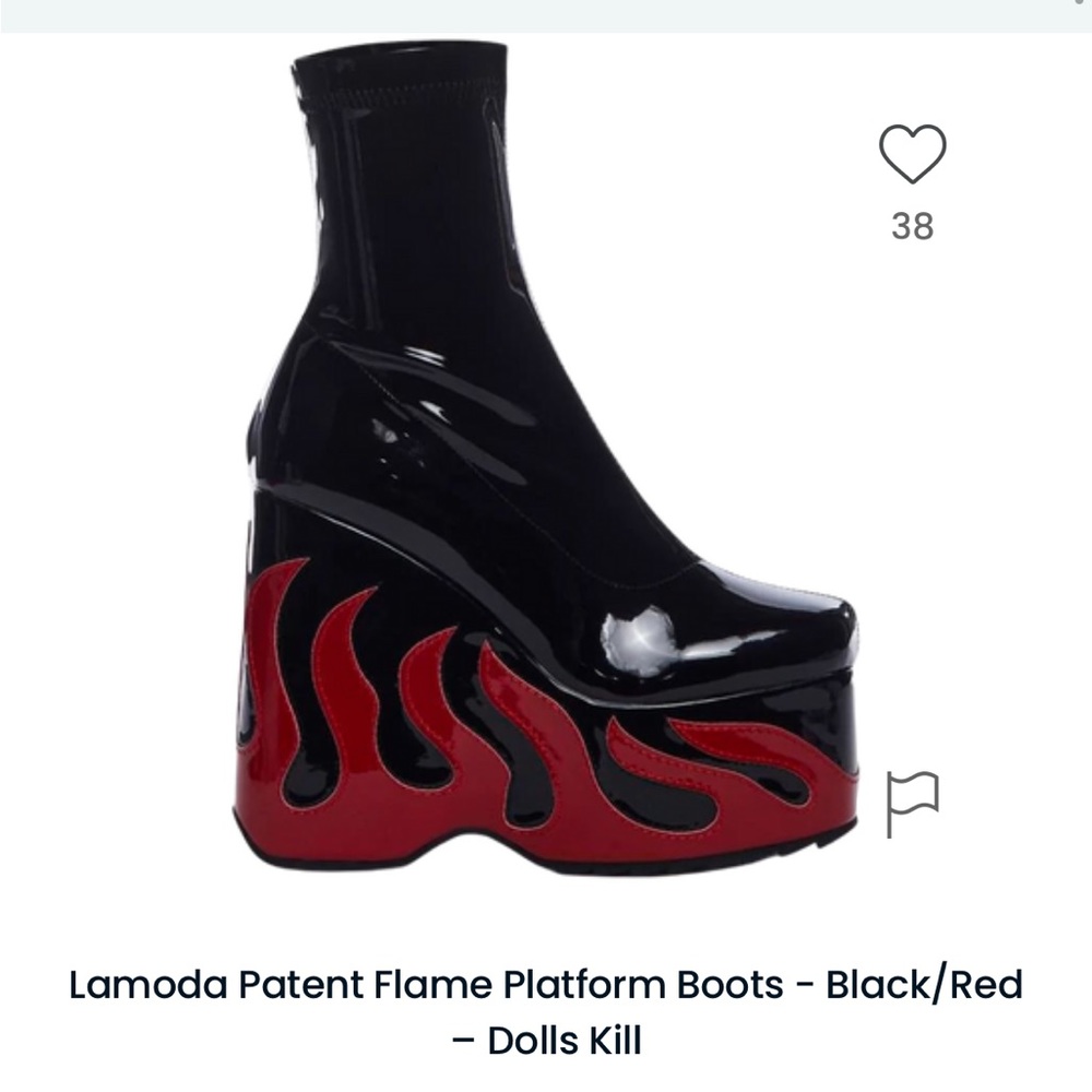 La Moda Patent Flame Platform Ankle Boots